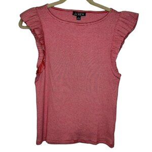 J. Crew Womans Vintage Rib Ruffle Boatneck Tank Top in Stripe Red Size M, NWT